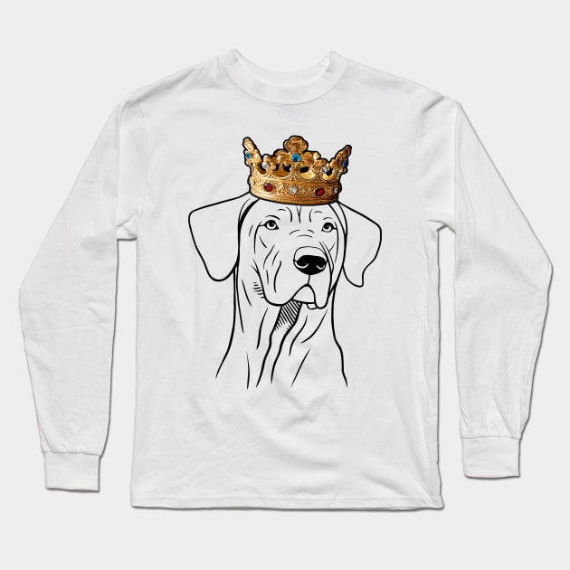 Rhodesian Ridgeback Dog King Queen Wearing Crown Long Sleeve T-Shirt by millersye